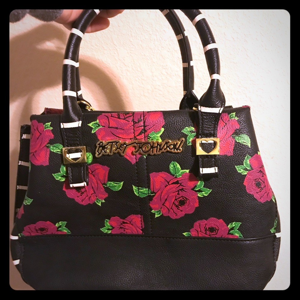 Betsey Johnson floral and stripe handbag